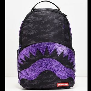 Purple Glitter Shark Sprayground Backpack NWT